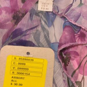 Anthropologie Purple Floral Sheer Dress